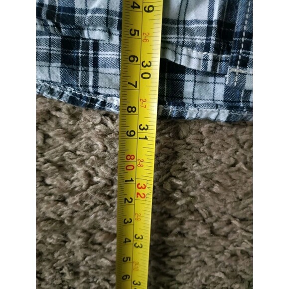 Perry Ellis Button Up Shirt Men's XL Pockets Plaid White Long Sleeve - Picture 8 of 8